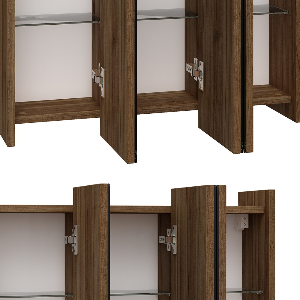 Vicco Spiegelschrank Badspiegel Wandspiegel Majest Nuss/Anthrazit Fächer Spiegel
