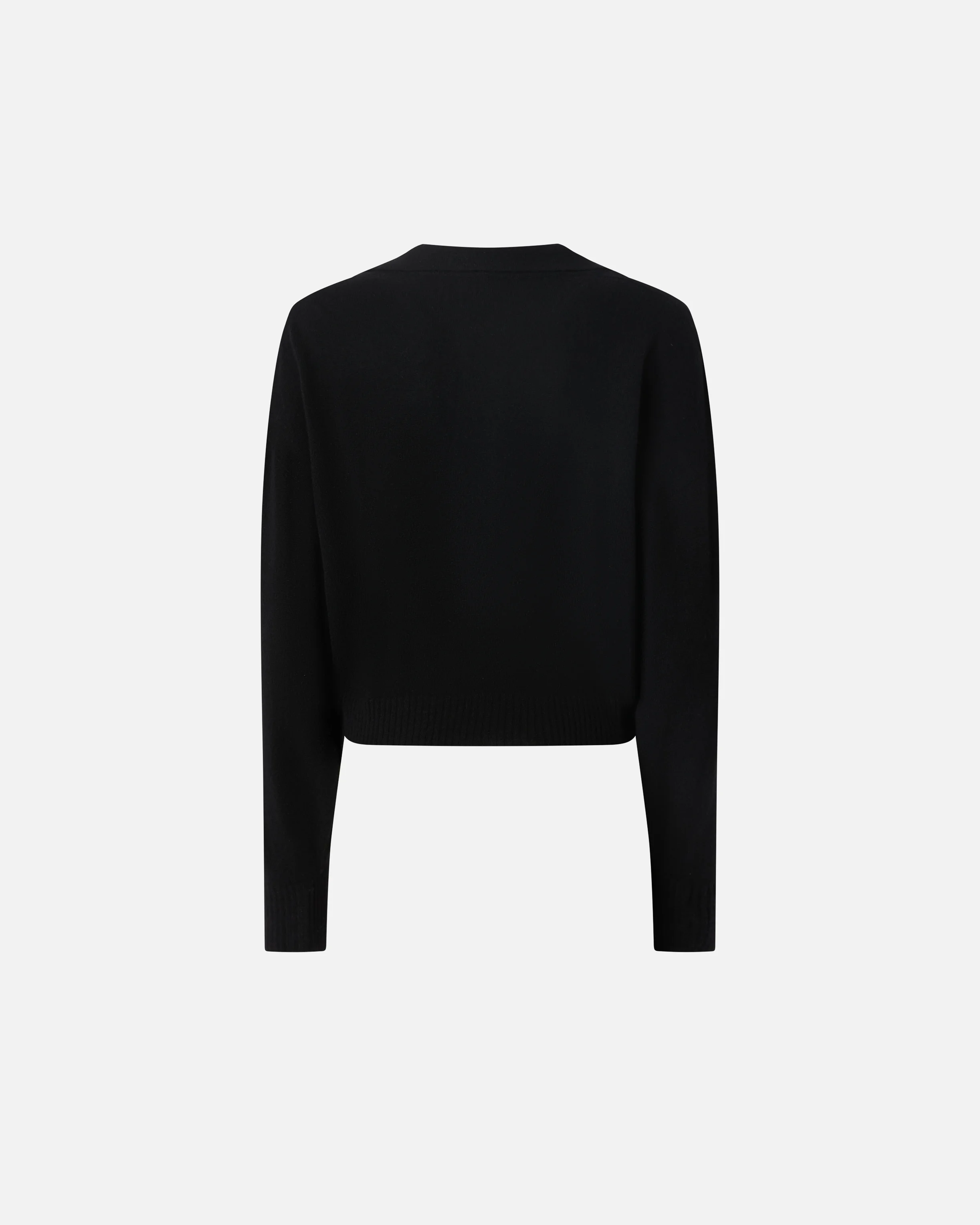 Pull court à col chemise | Noir