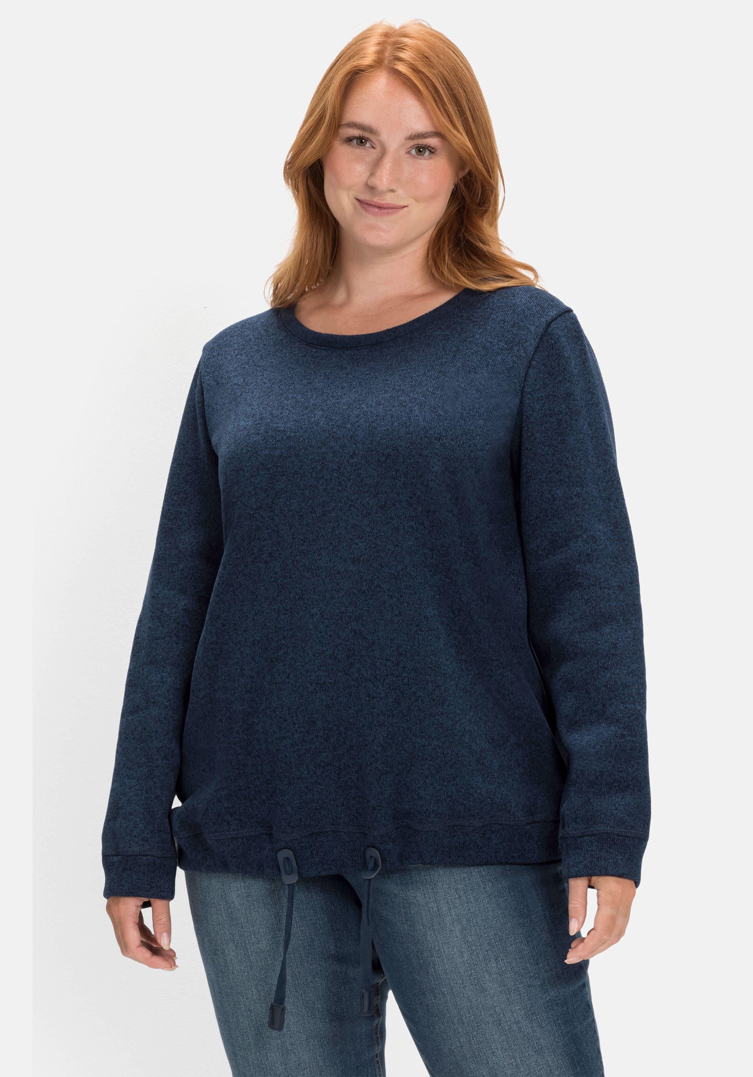 Sweatshirt aus Strickfleece, mit Saum-Tunnelzug