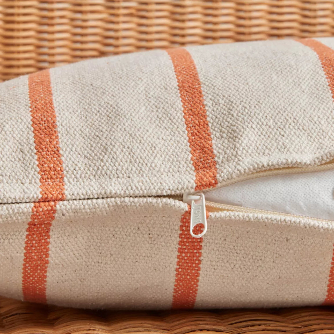 Coussin extérieur carré toile de coton (50 x 50 cm) Ocealys Corail