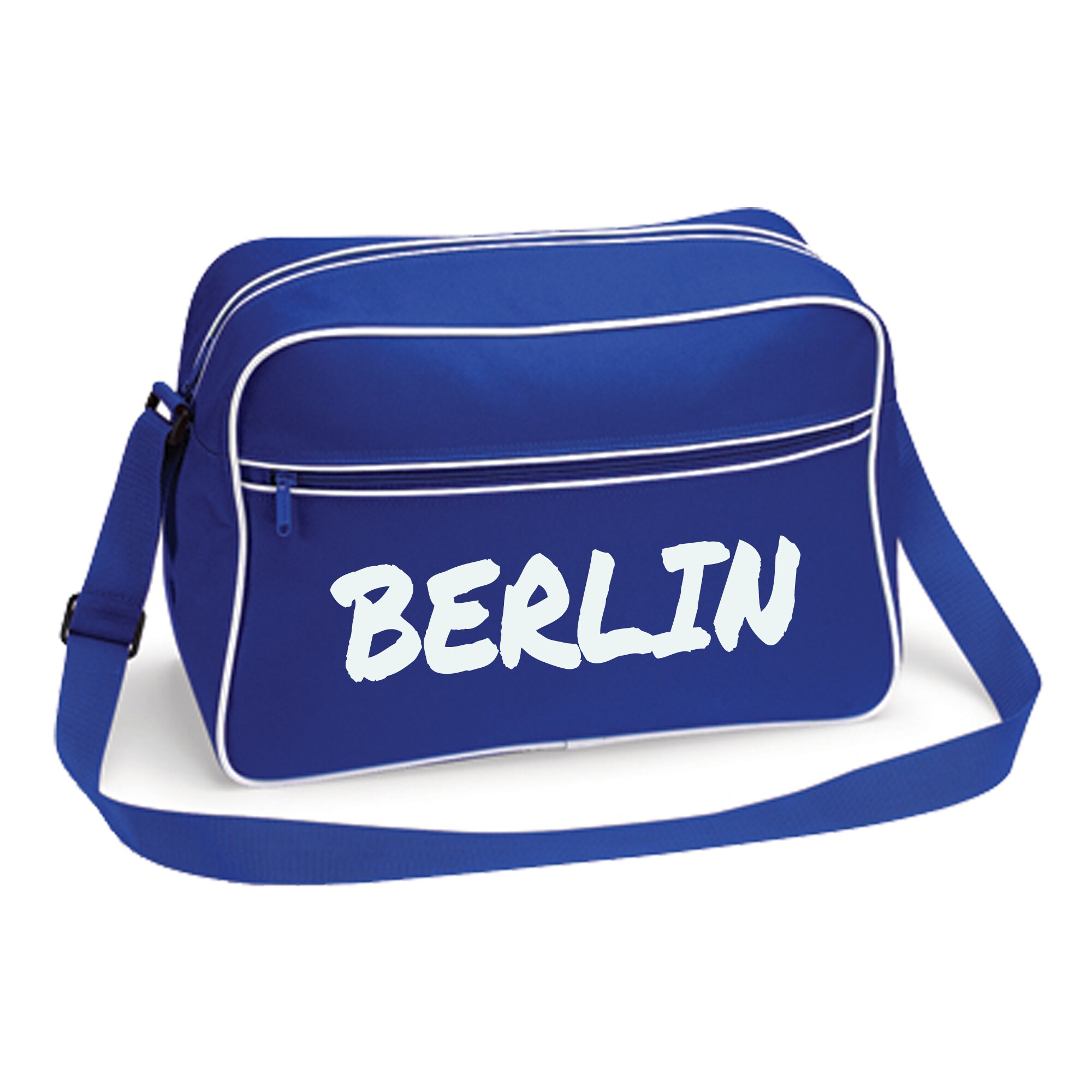 multifanshop® Retrotasche - Berlin blau - Textmarker - Druck weiß