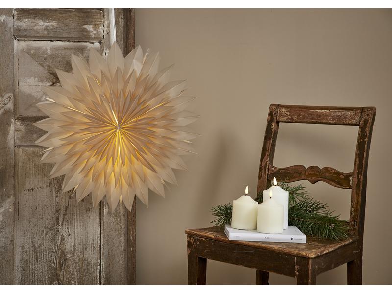 Star Trading Papierstern Dis, Beige, Ø 50 cm LED Weihnachtsdekoration