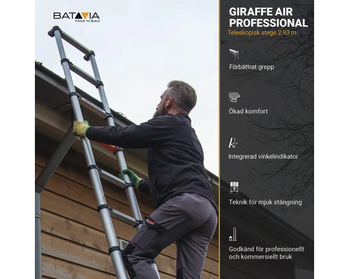 Batavia Professionele Telescopische Ladder Aluminium 2,93 m