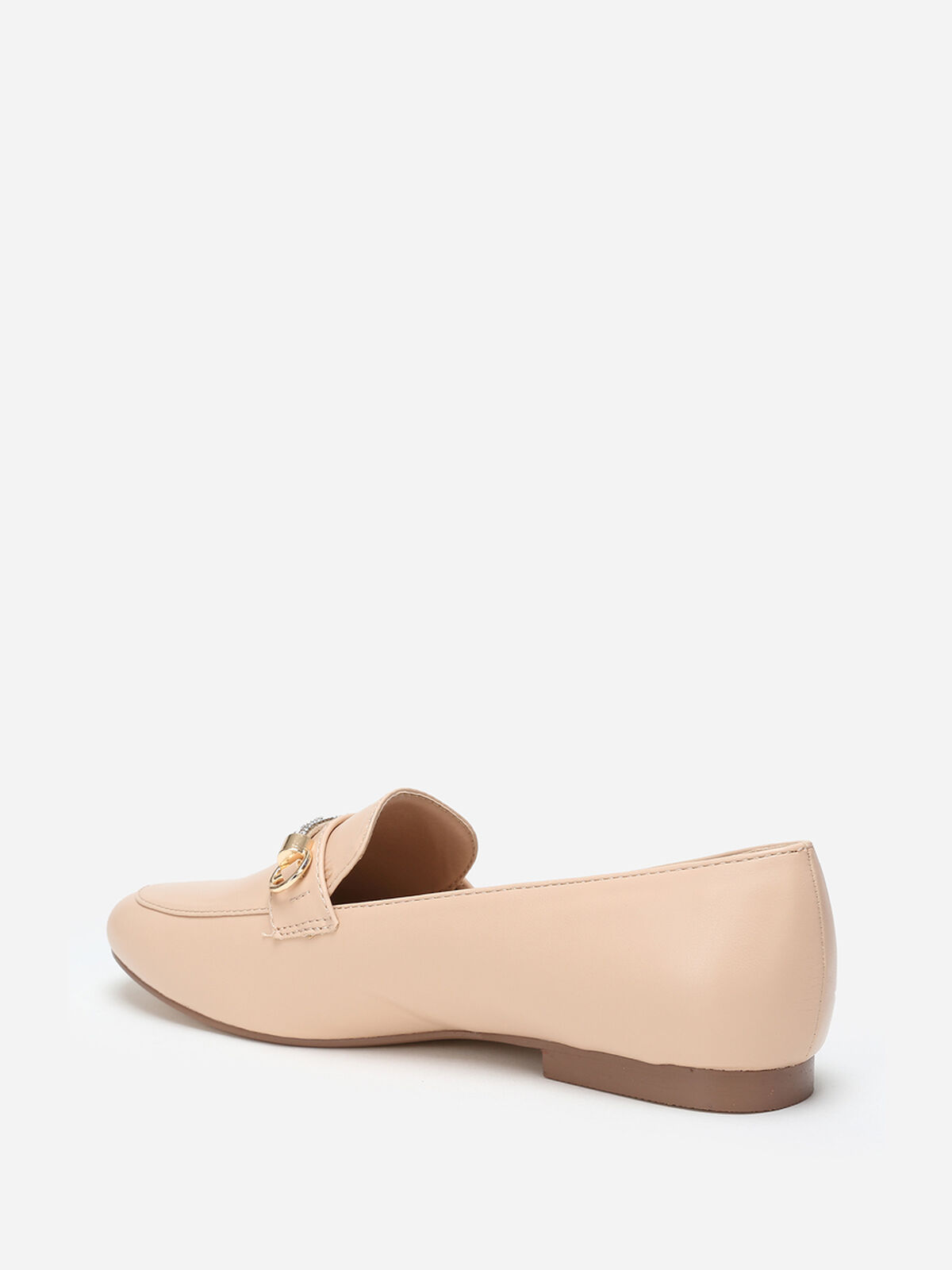 Mocassins à bride strass- Taupe