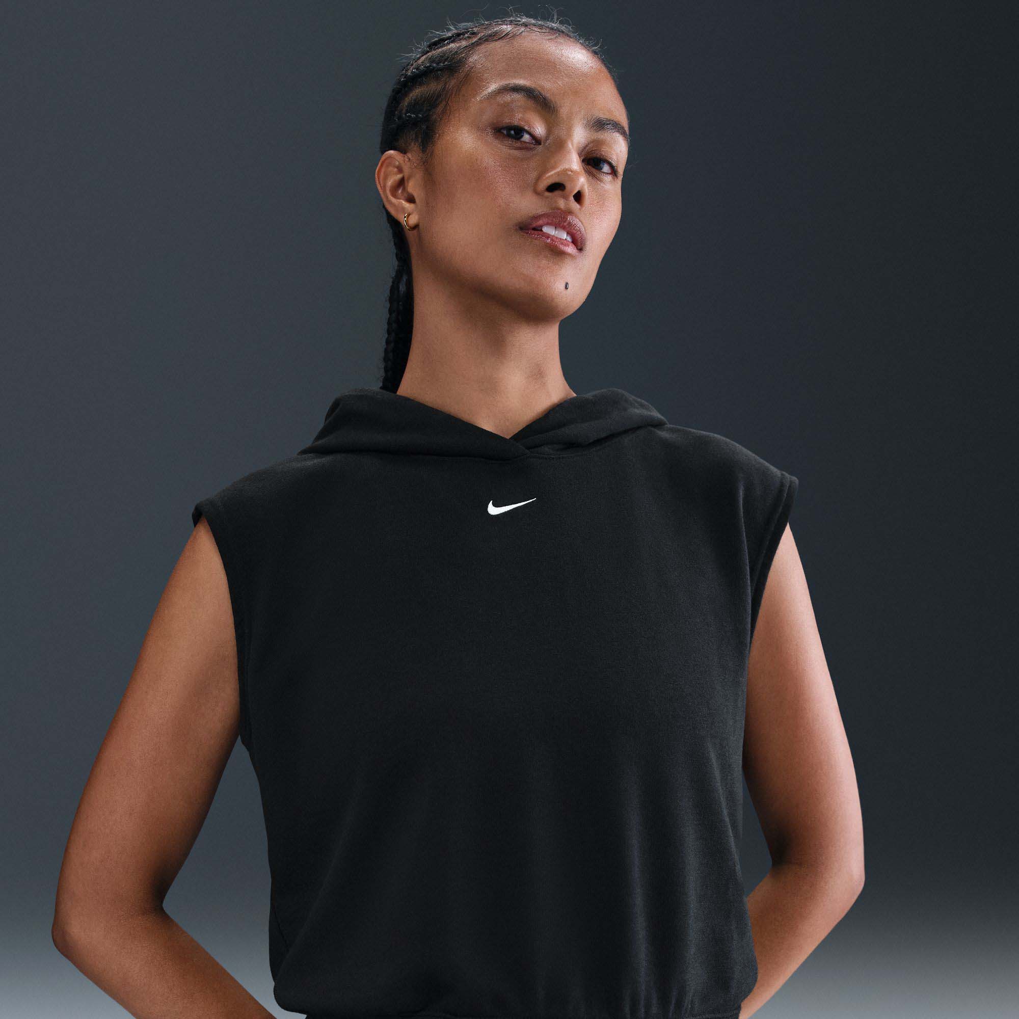 Sportswear Chill Terry SS Cropped Hoody Dame 010/Black/Sail