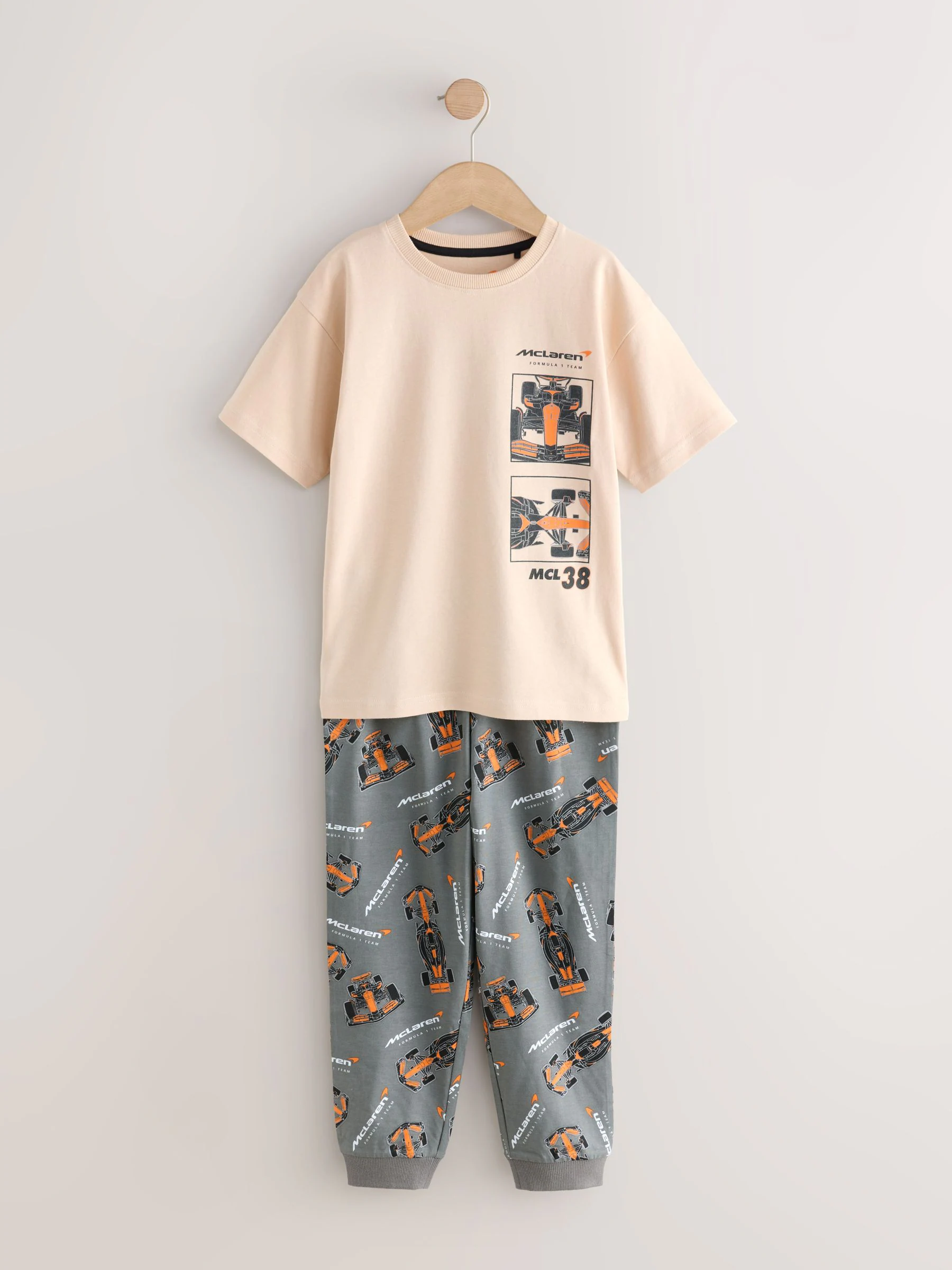 Zwart/crème McLaren - Enkele licentie 100% katoenen pyjama's (3-16jaar)