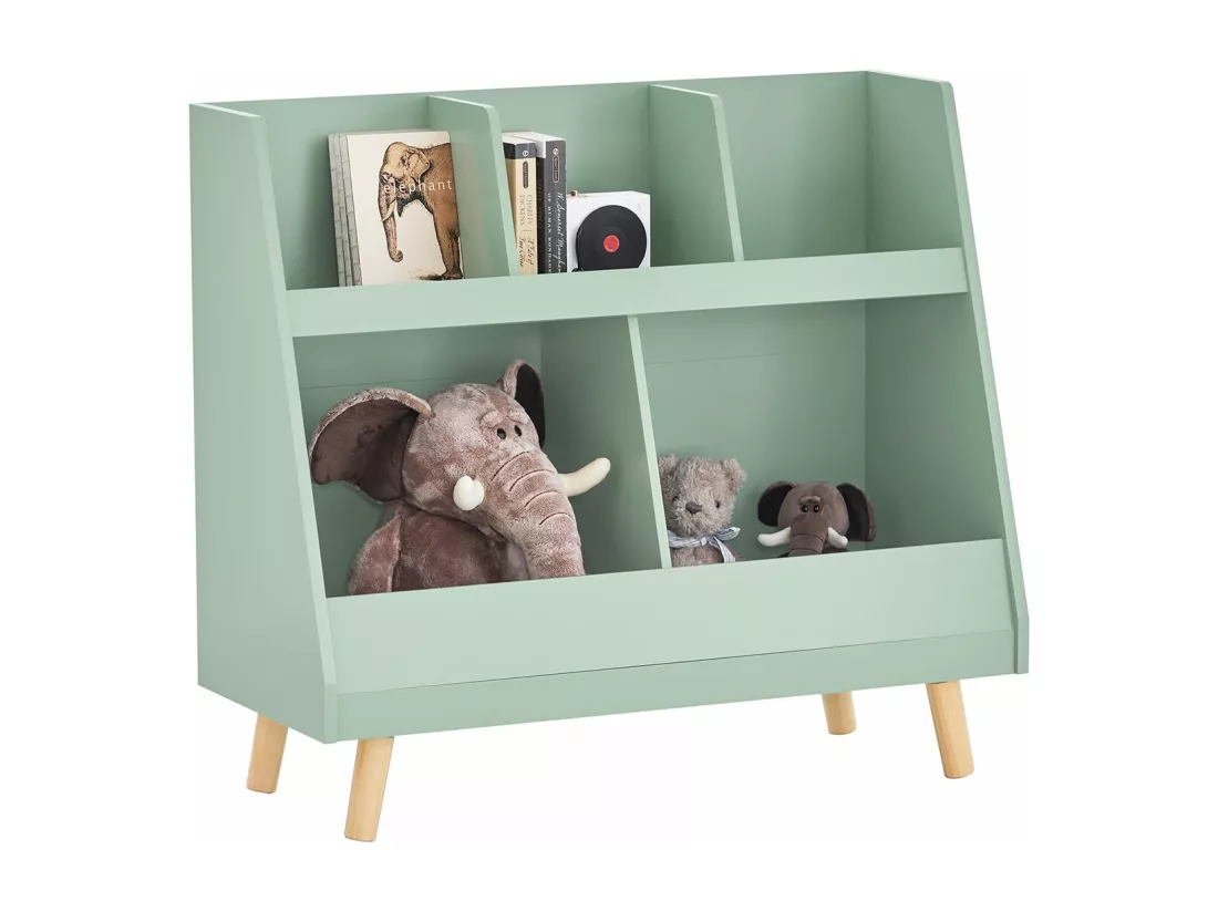 SoBuy Bibliothèque Enfant, Étagère à Livres, Meuble Rangement Enfant, Meuble Rangement Jouets et Livres pour Chambre d'enfant, 5 Compartiments Ouverts, 86 x 36 x 78 cm, Vert, KMB19-GR