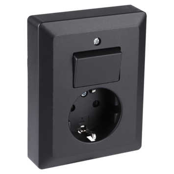 Q-Link Inbouw Enkel Geaard Stopcontact met Schakelaar Zwart