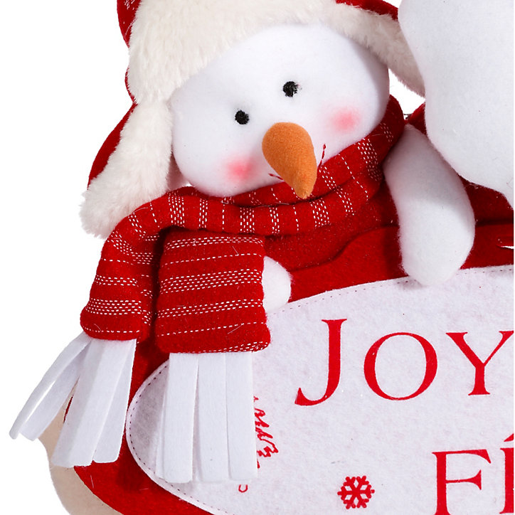Pancarte père noël et bonhommes de neige rouge 12,5 cm