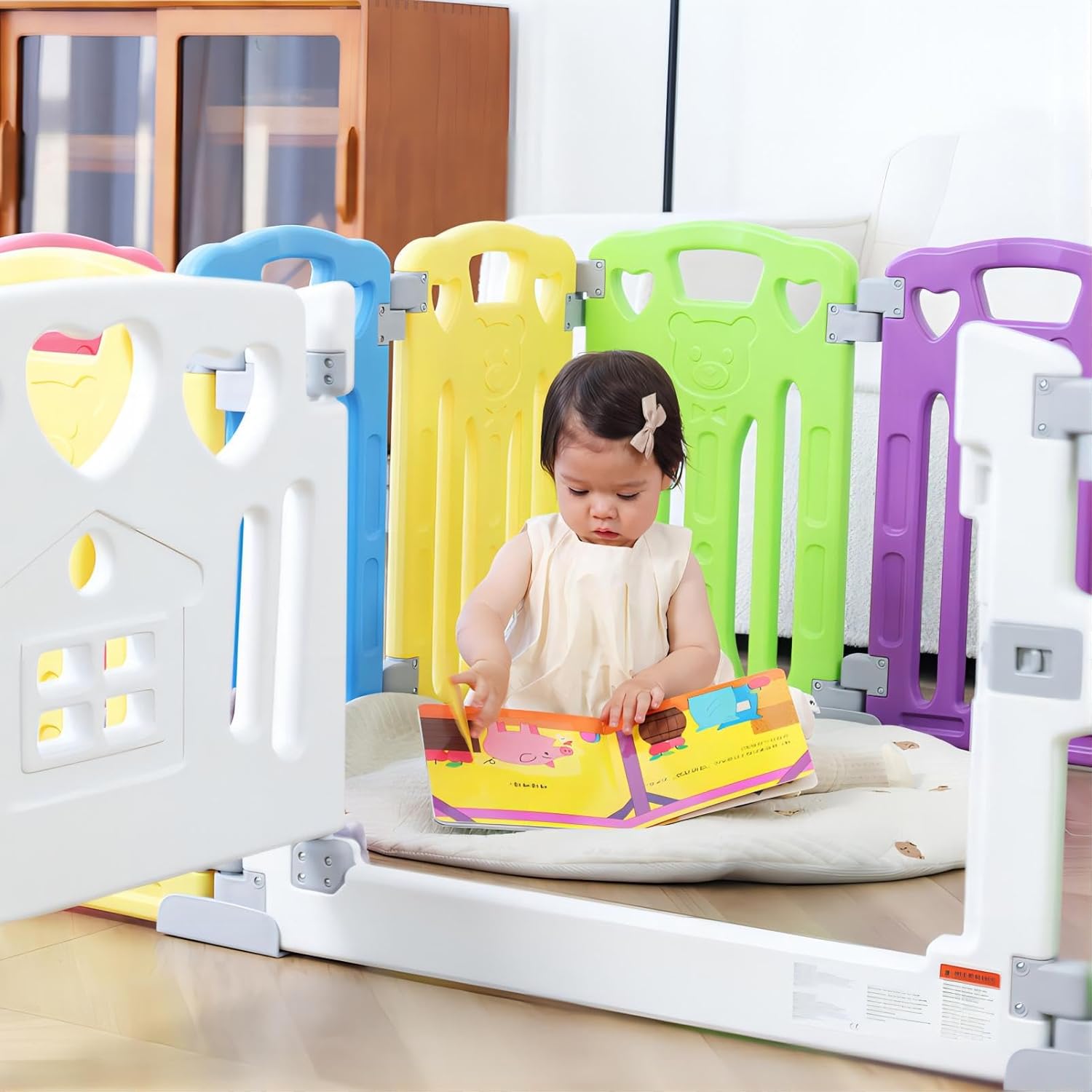 Gupamiga Parc Bebe Modulable 150 x 180 cm, Parc Enfant, Parc de Jeux Bébé, Blanc