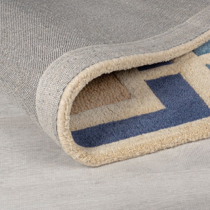 Retro vloerkleed - Ryano Blokken Blauw/Multicolor