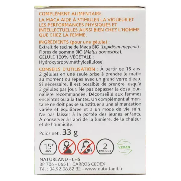 Naturland Maca Bio 75 Végécaps