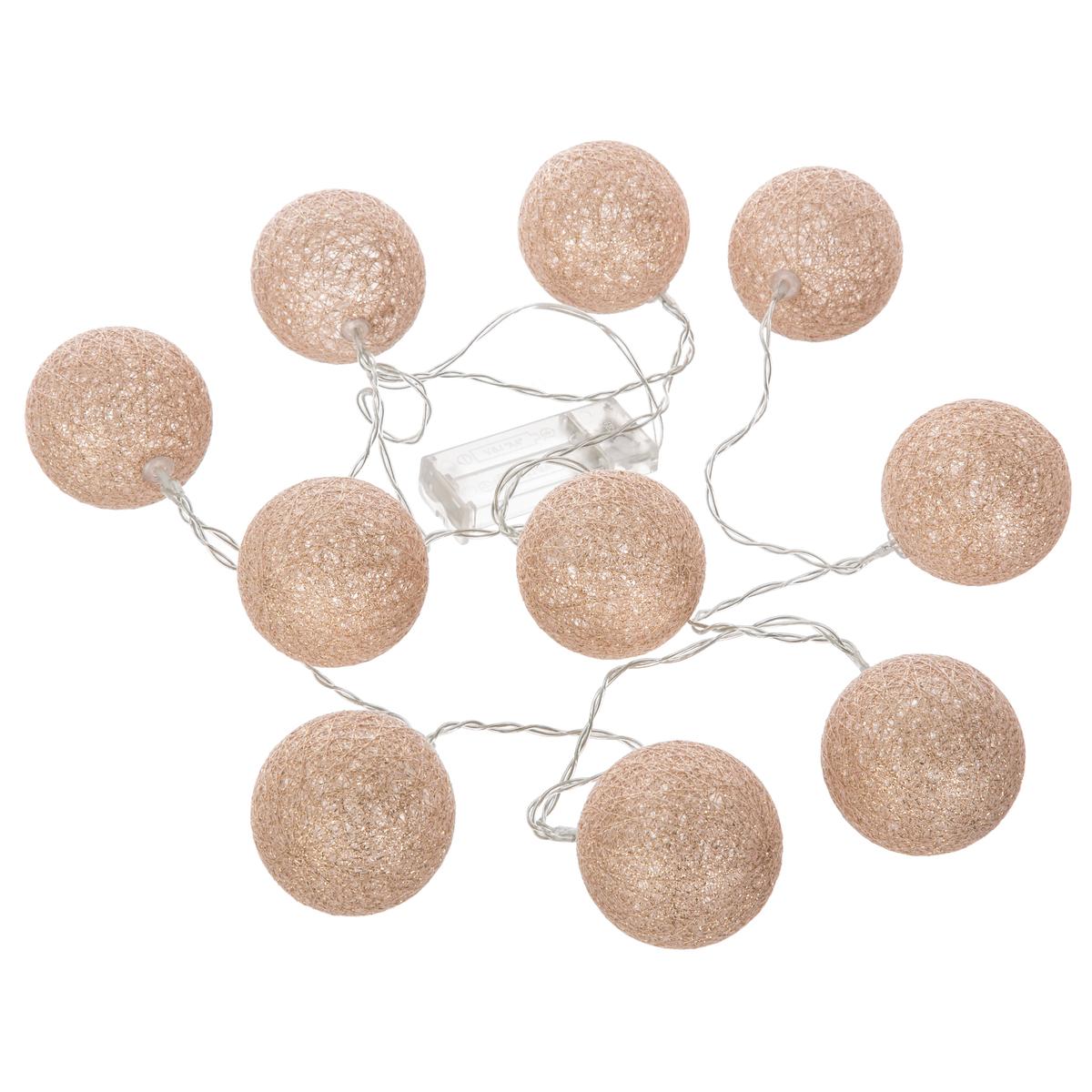 GUIRLANDE LED PILE 10 BOULES DORE D.6CM