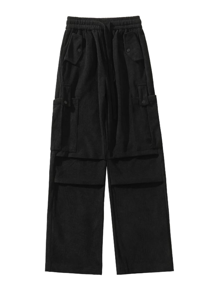 Kimeya - Cargobroek van corduroy met trekkoord in de taille en rechte pijpen