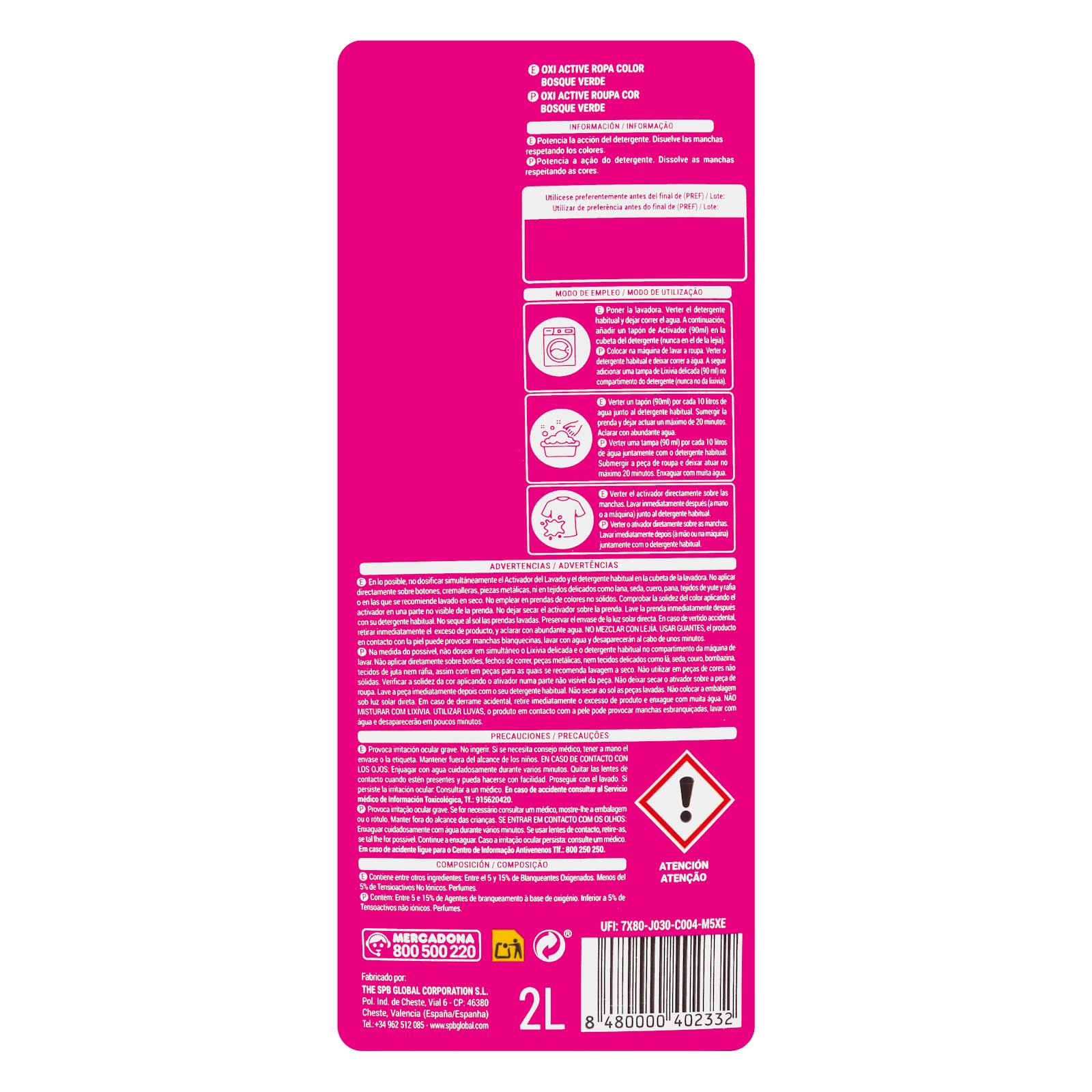 Détachant liquide Oxi Active Forest Green, activateur pour vêtements colorés