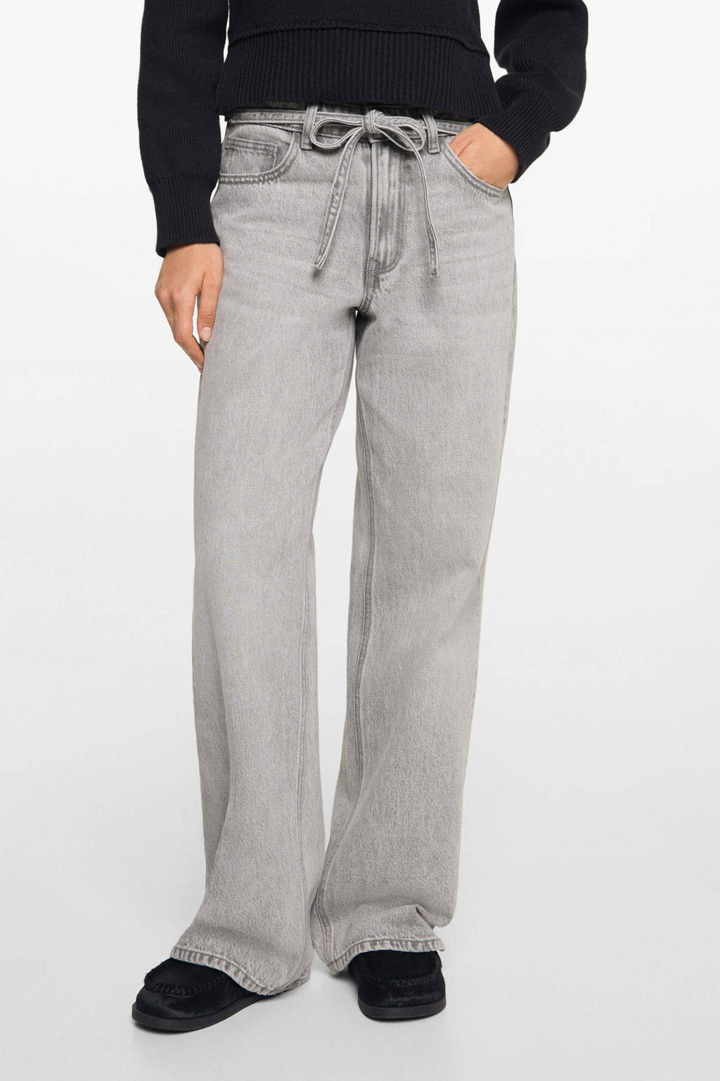 MANGO TEEN regular wide leg jeans grey denim