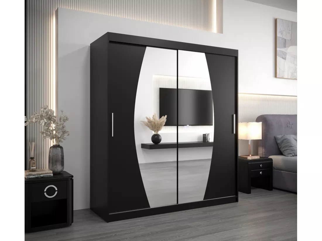 Armoire Elypse À Portes Coulissantes 200/180/62 2 portes (Noir/Noir)