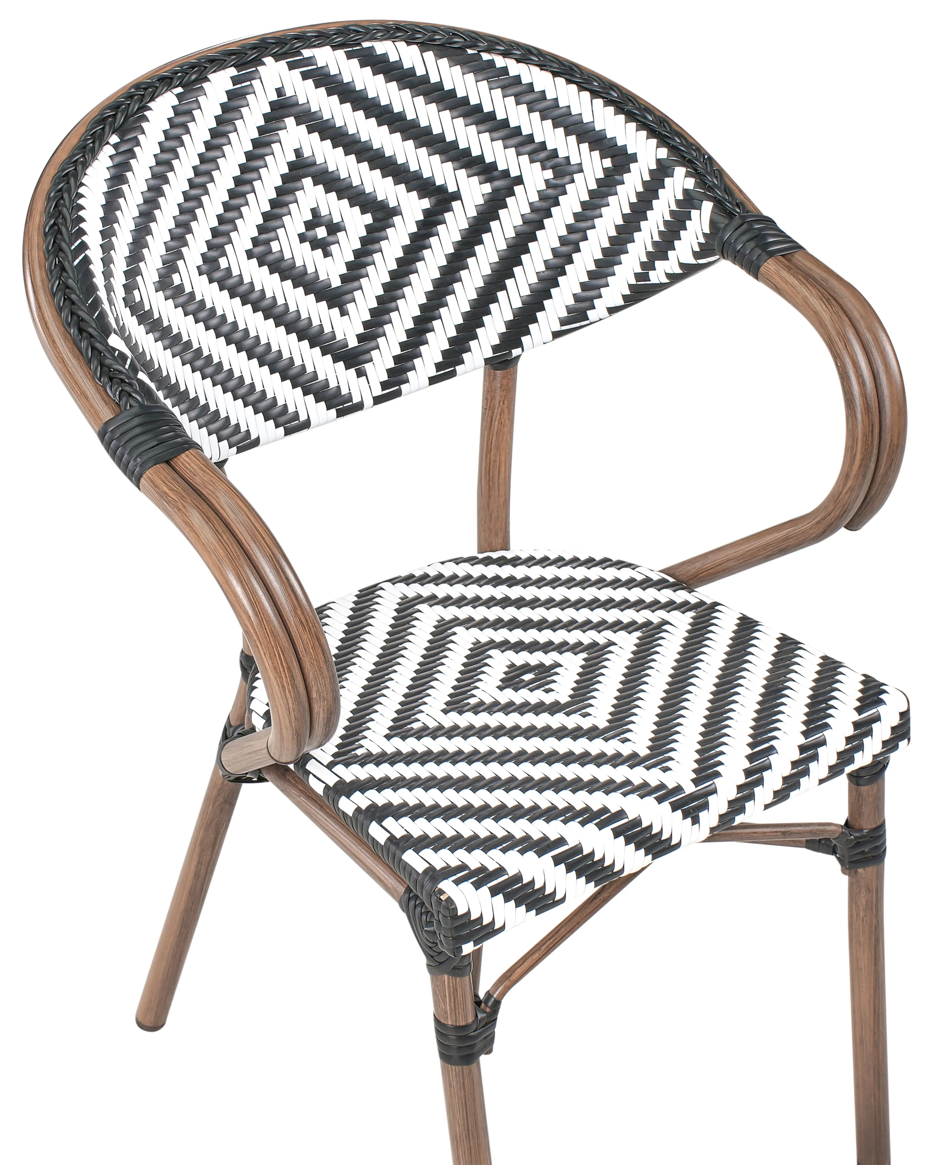 Set van 4 tuinstoelen CASPRI PE rotan Zwart/wit