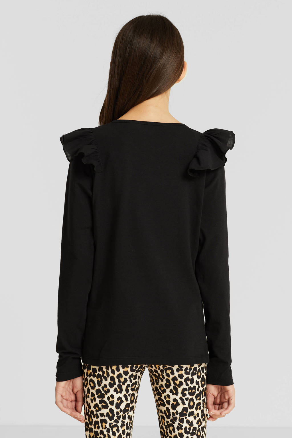 anytime longsleeve met ruffle zwart