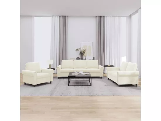 Ensemble de canapés 3 pièces avec coussins Crème Velours