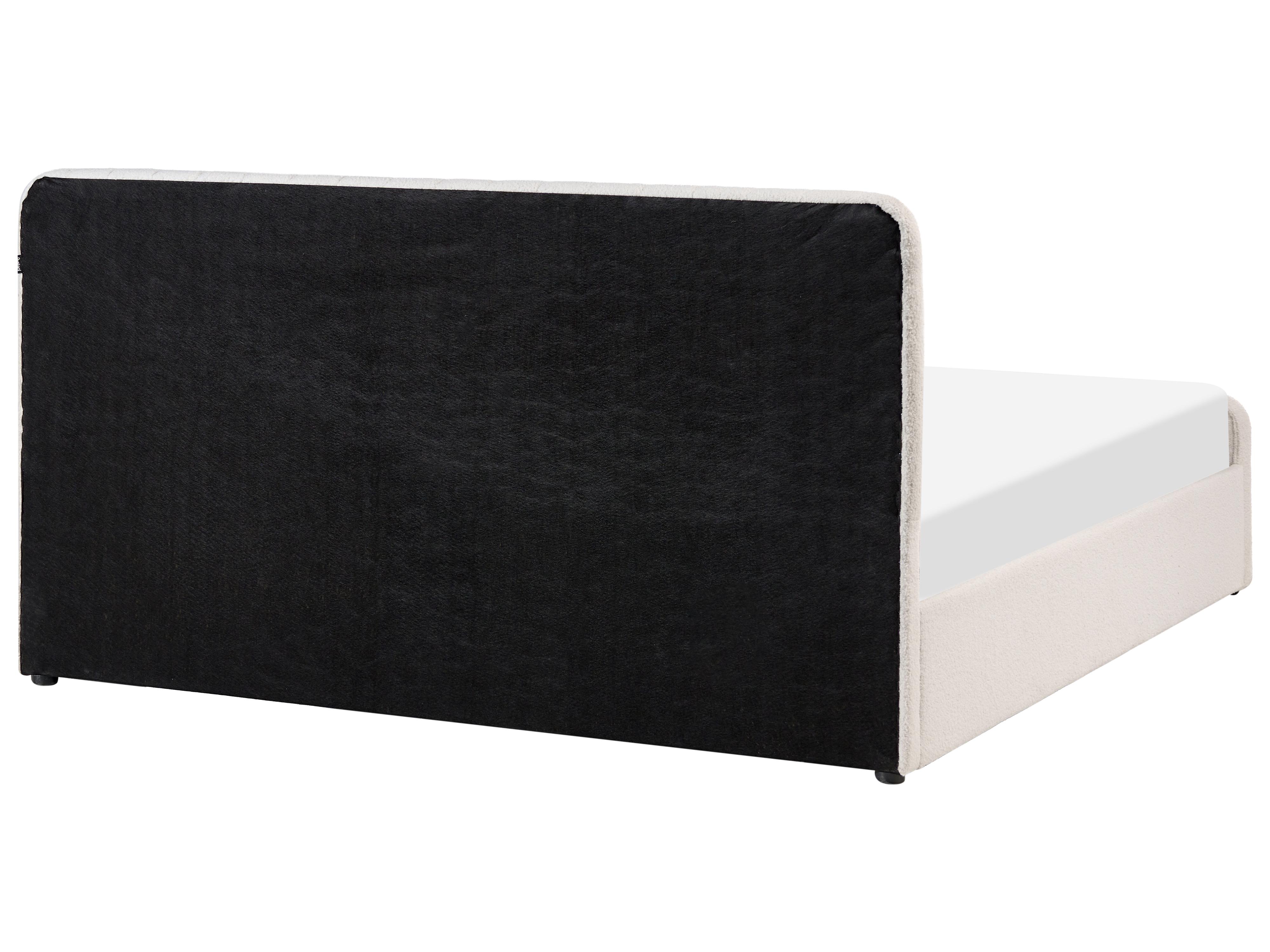 Bed met opbergruimte Bouclé LUNAN 180 x 200 cm Wit