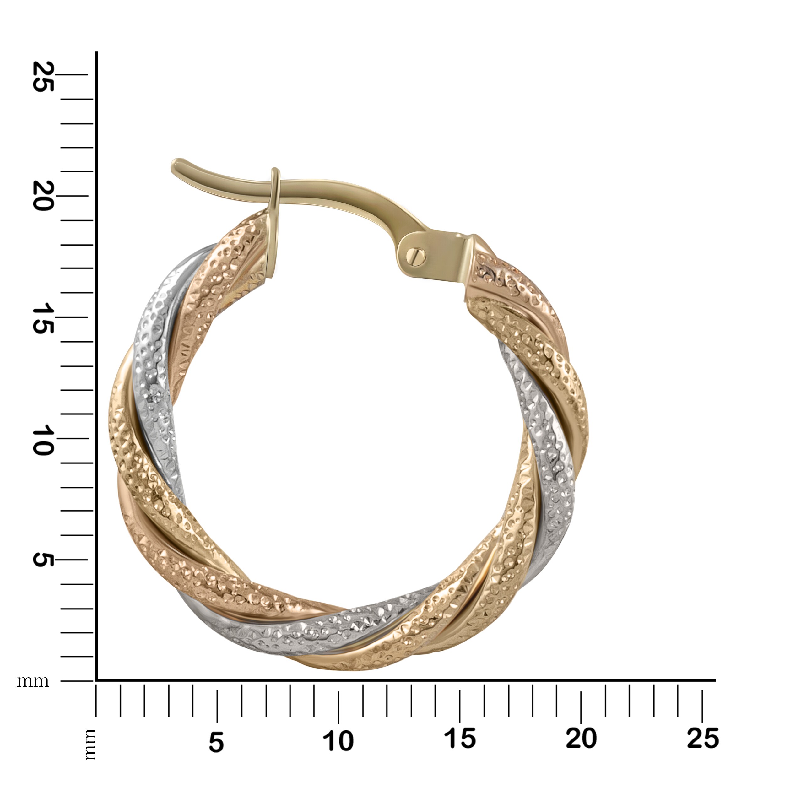 Fascination by Ellen K. Ohrringe Gold 585 dreifarbig 21mm Durchmesser