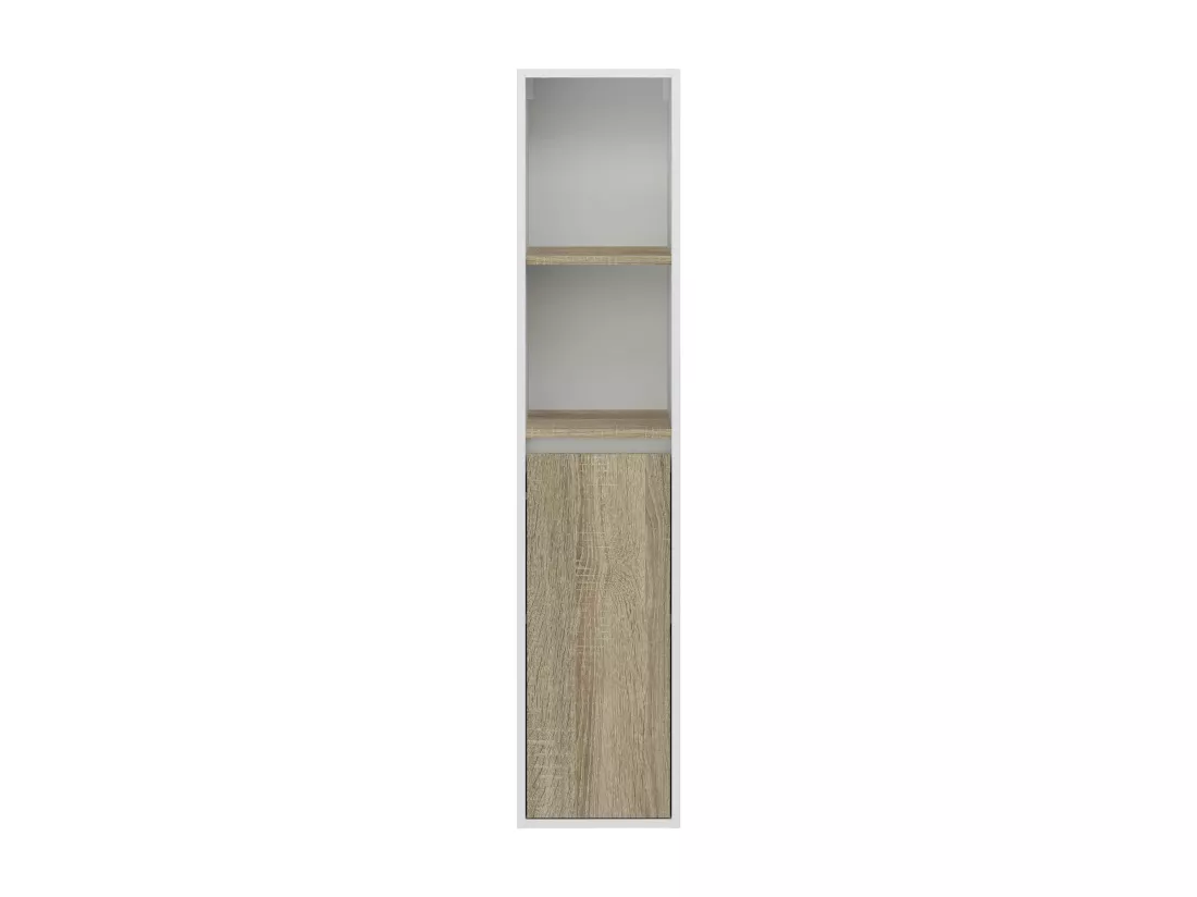 Colonne de salle de bain DORA 1 porte 140x30x25 cm chêne et blanc T-BATH