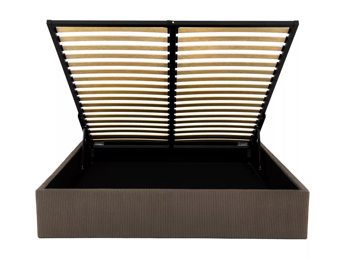 Sommier coffre 140 x 190 cm en velours côtelé - Marron - PONTOS de YSMÉE