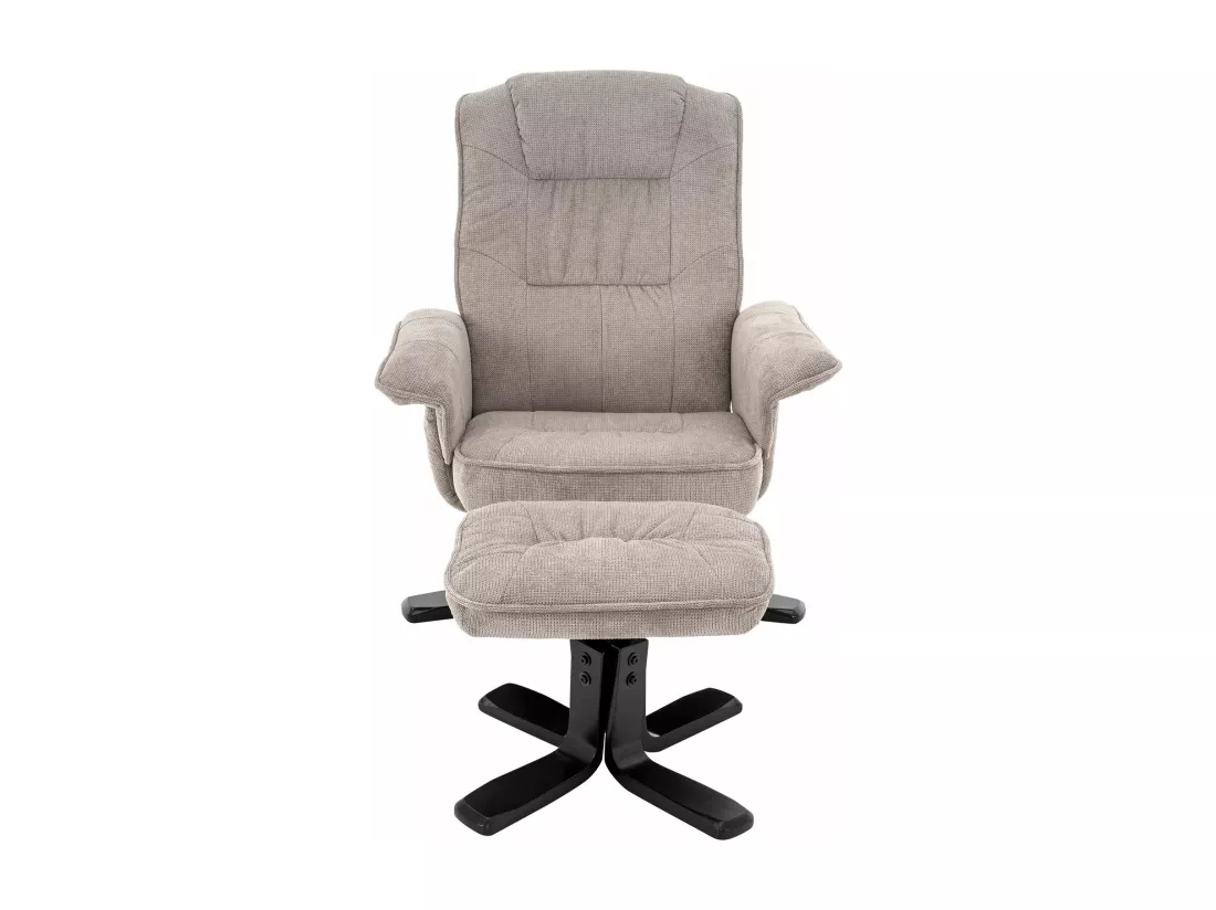 IDIMEX Fauteuil de Relaxation Charly avec Repose-Pieds pouf, siège pivotant et Dossier inclinable en tissu beige/noir