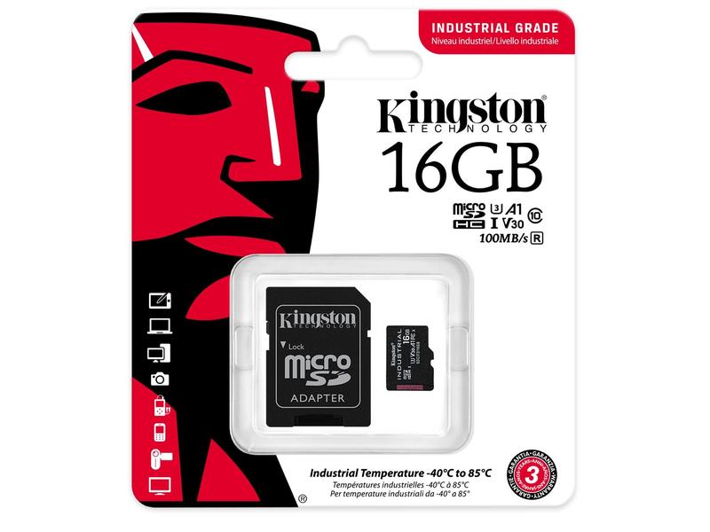 Kingston microSDHC-Karte Industrial UHS-I 16 GB Industrielle microSDHC-Speicherkarte mit 16 GB