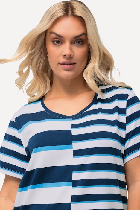 T-Shirt, Streifenmix, Relaxed, Rundhals, Halbarm