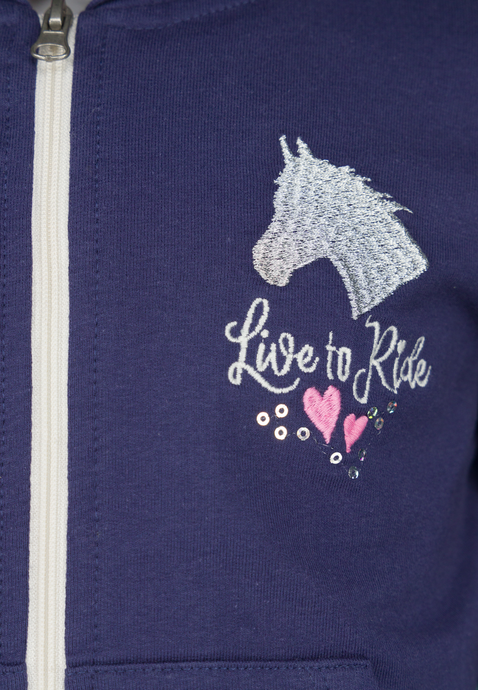 Kapuzen-Sweatjacke LIVE TO RIDE in true navy