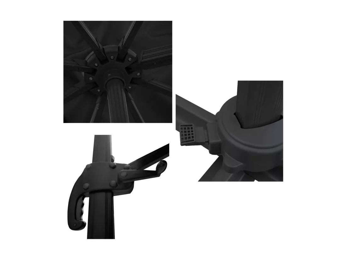 Parasol déporté MOLOKAI rectangulaire 3x4m noir + housse - HAPPY GARDEN