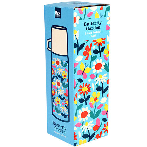 Rex london rvs thermosfles met beker - butterfly garden - 350 ml