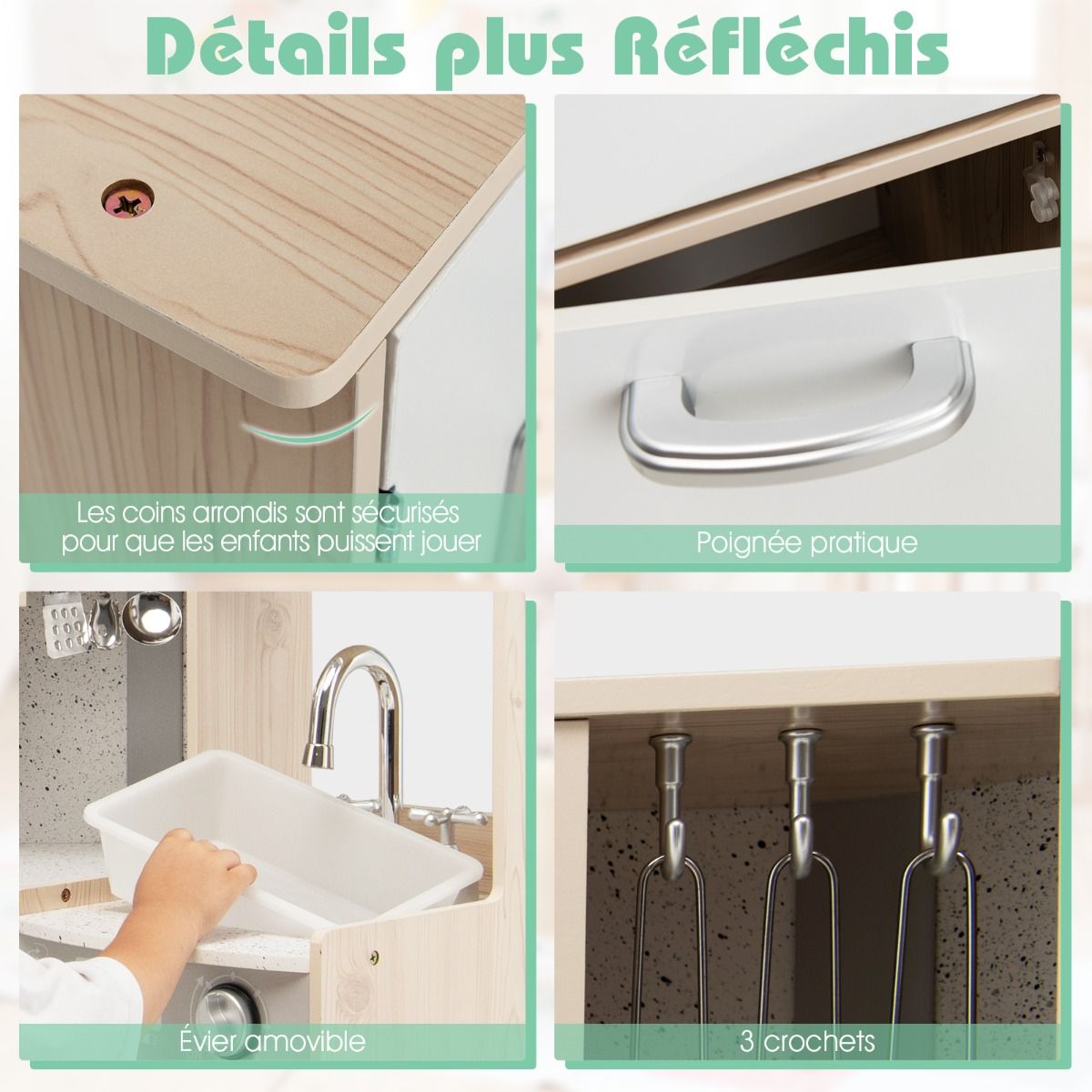 Cuisine Enfants en Bois XXL Angle 105 x 49 x 85 cm ( L x l x H ) Cuisine Complet avec Four Lave Linge 3 An+ - Lidl-Manfred