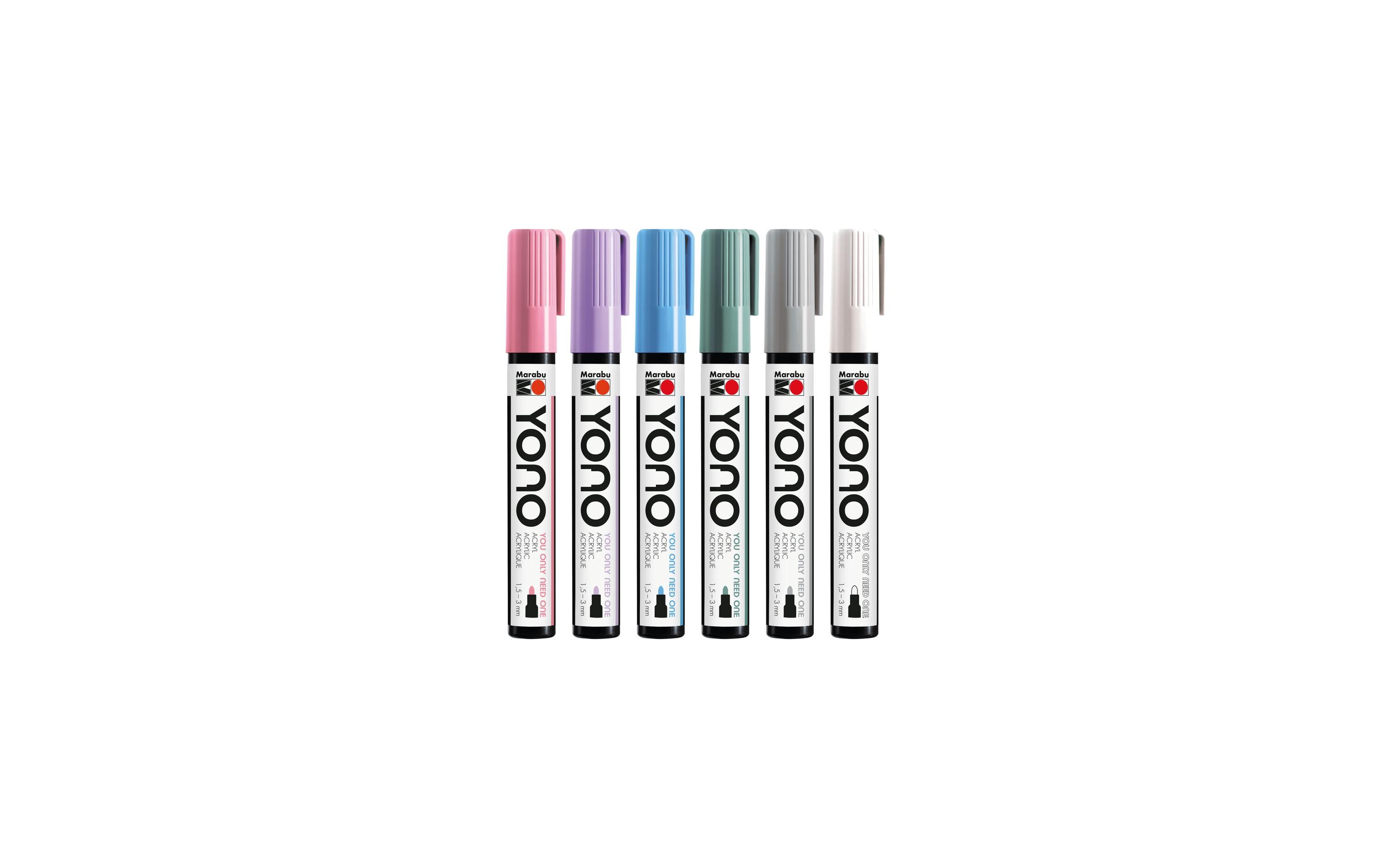 Acrylmarker YONO Set 1.5 - 3 mm 6-teilig, PastellAcrylstifte für alle Fälle