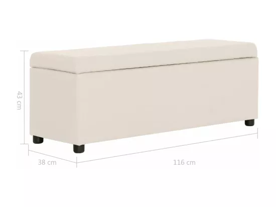 Banc avec compartiment de rangement 116 cm Crème Polyester