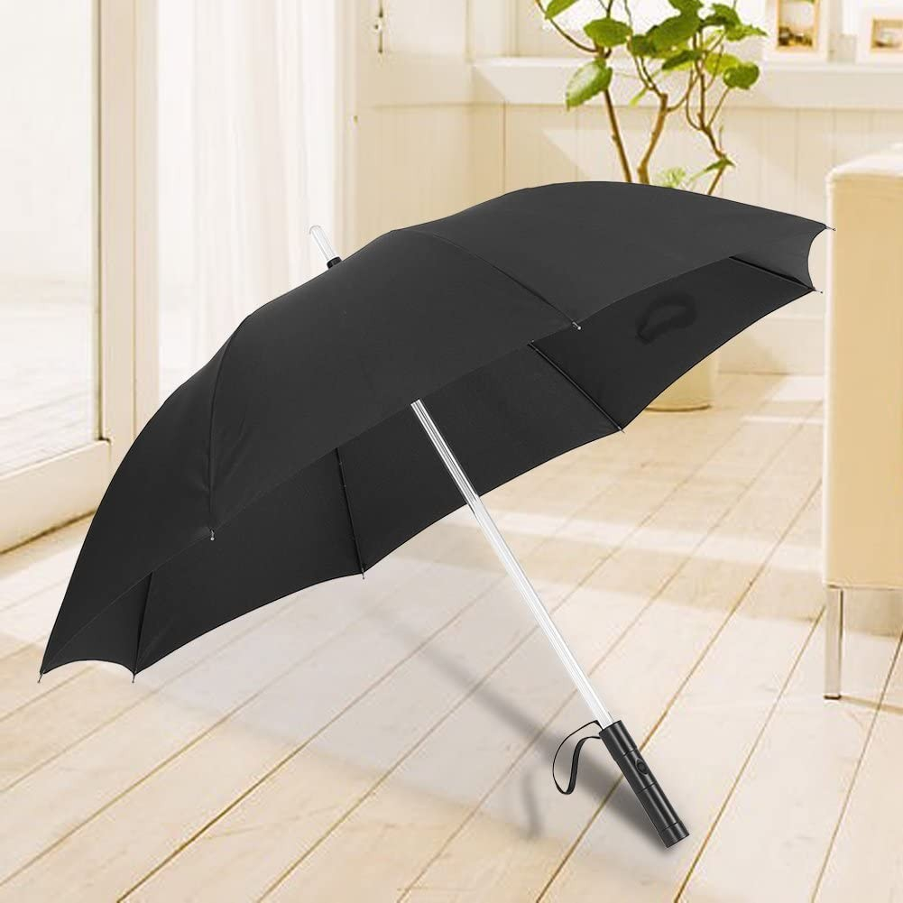 (Ø105cm) LED Regenschirm Fashion Schirm mit 7 Beleuchtungs Modi   Handschlaufe (Batteriebetrieben) - Schwarz