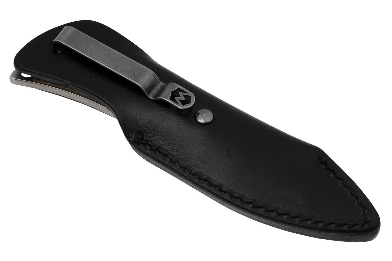 Mercury Kali 9KALIDP-BRFC, N690 Stonewashed Drop Point, Red Burlap Micarta, vaststaand mes