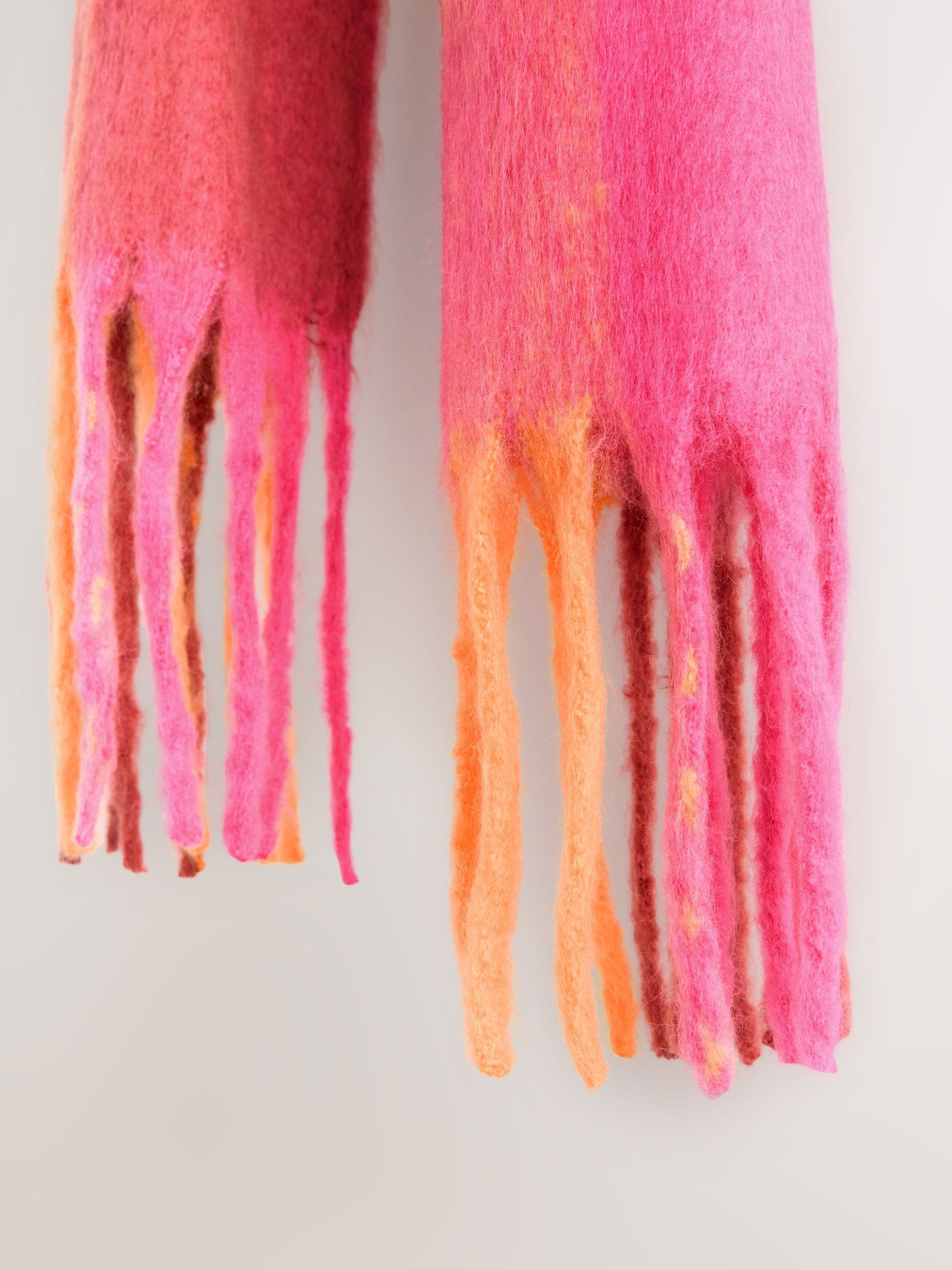 Roze/oranje geruit - Zware sjaal van geborstelde stof