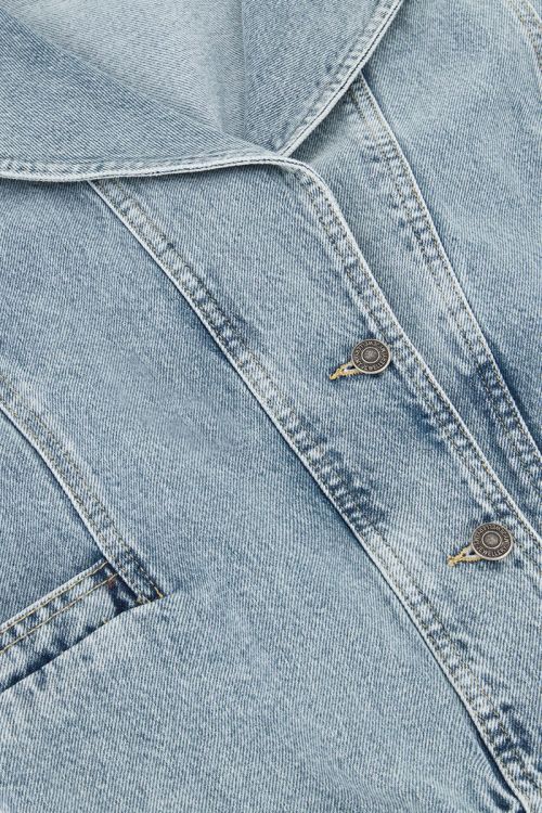 Blauw denim gilet met elastische tailleband