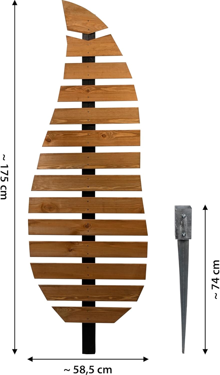 dobar® Green Label Rankhilfe Komplexus in Blattform zweifarbig aus Holz - Rankgerüst stehend mit Pfahl für Garten - Pflanzstütze für Kletterpflanzen