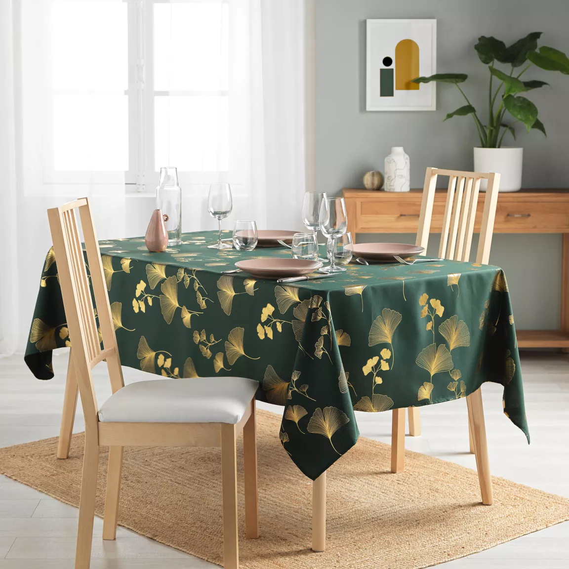Nappe rectangulaire (150 x 240 cm) Bloomy Vert