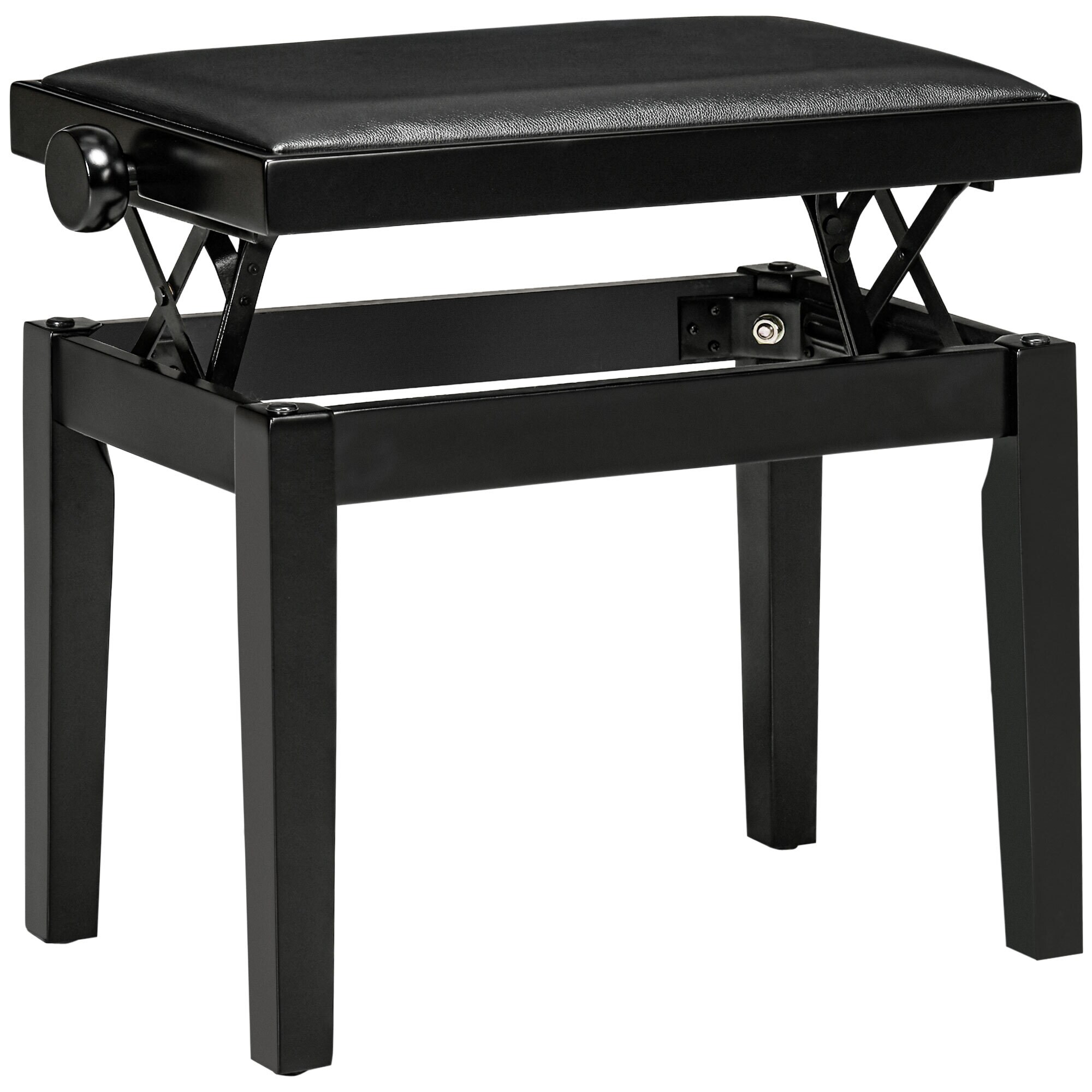 HOMCOM Klavierhocker mit rutschfesten Fußpads schwarz 63L x 33B x 45-56H cm