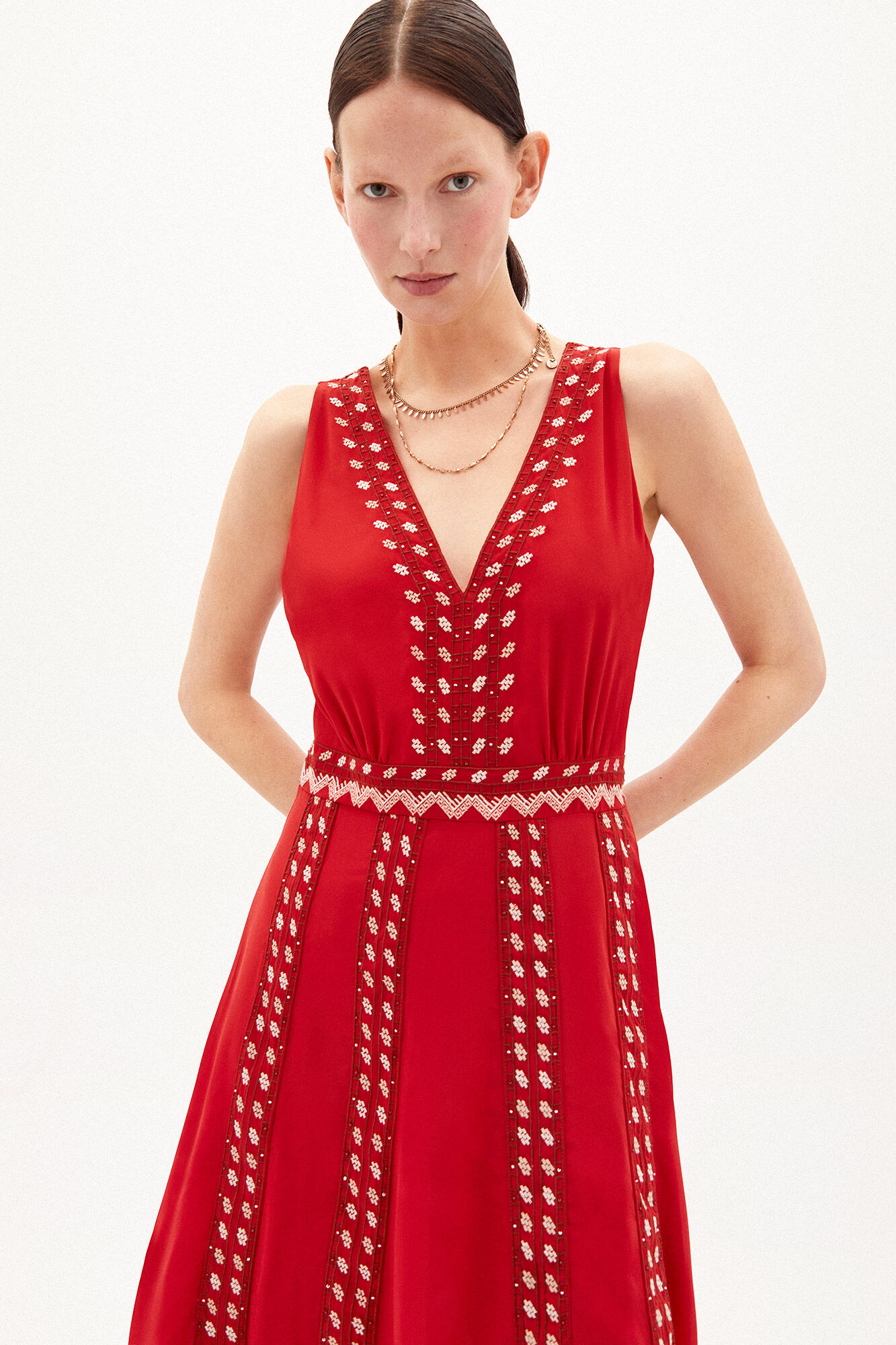 Nagore Vestido largo fluido - Rojo
