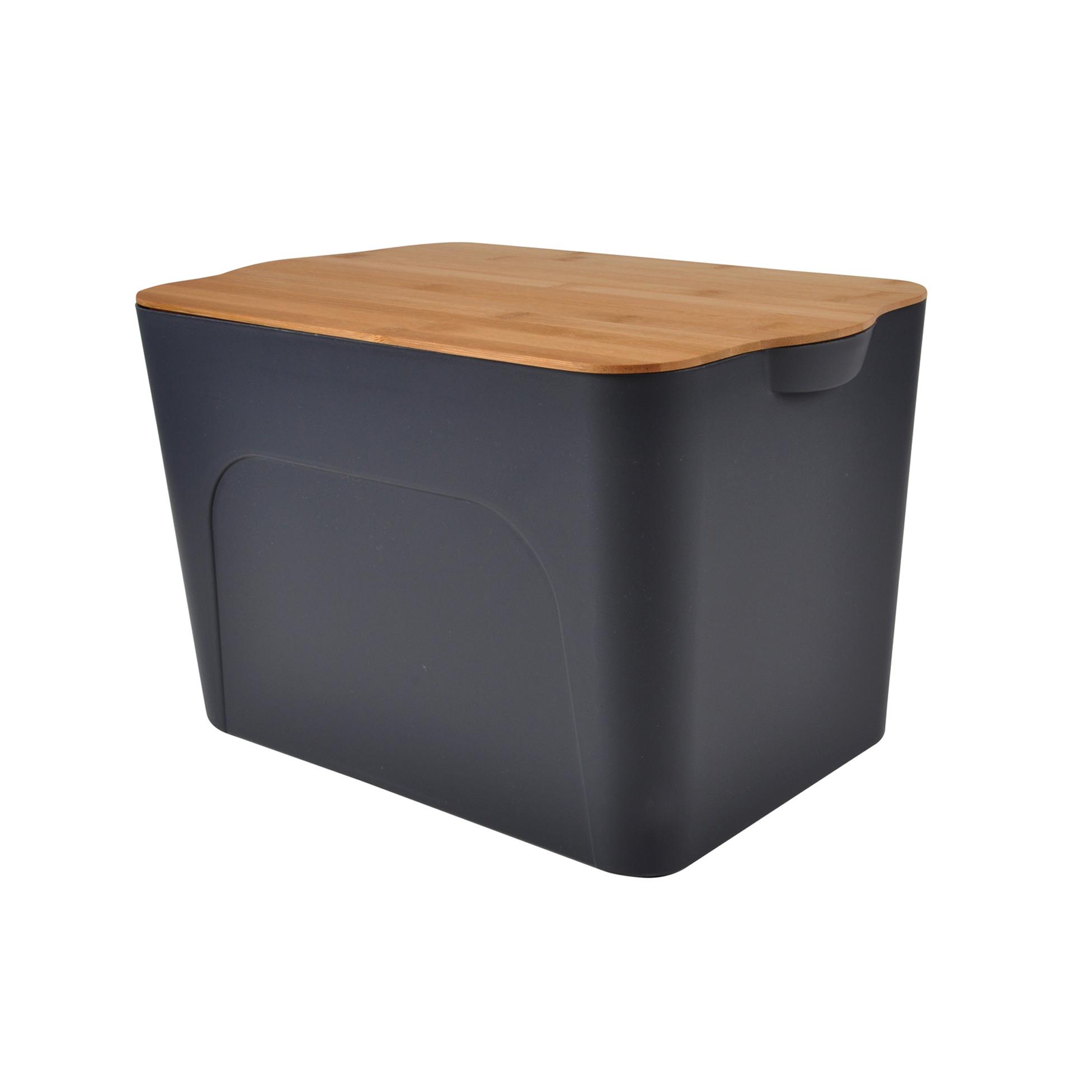 BOITE PLASTIQUE COUVERCLE BAMBOU 26L 40X27X24.5CM ANTHRACITE