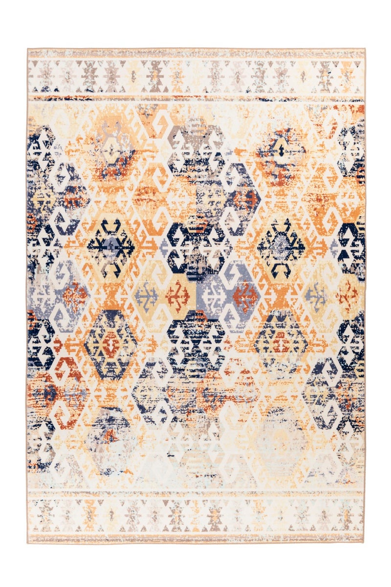 Laagpolig vloerkleed Rhombique Beige Vintage design, used look, oosters 80 x 150 cm