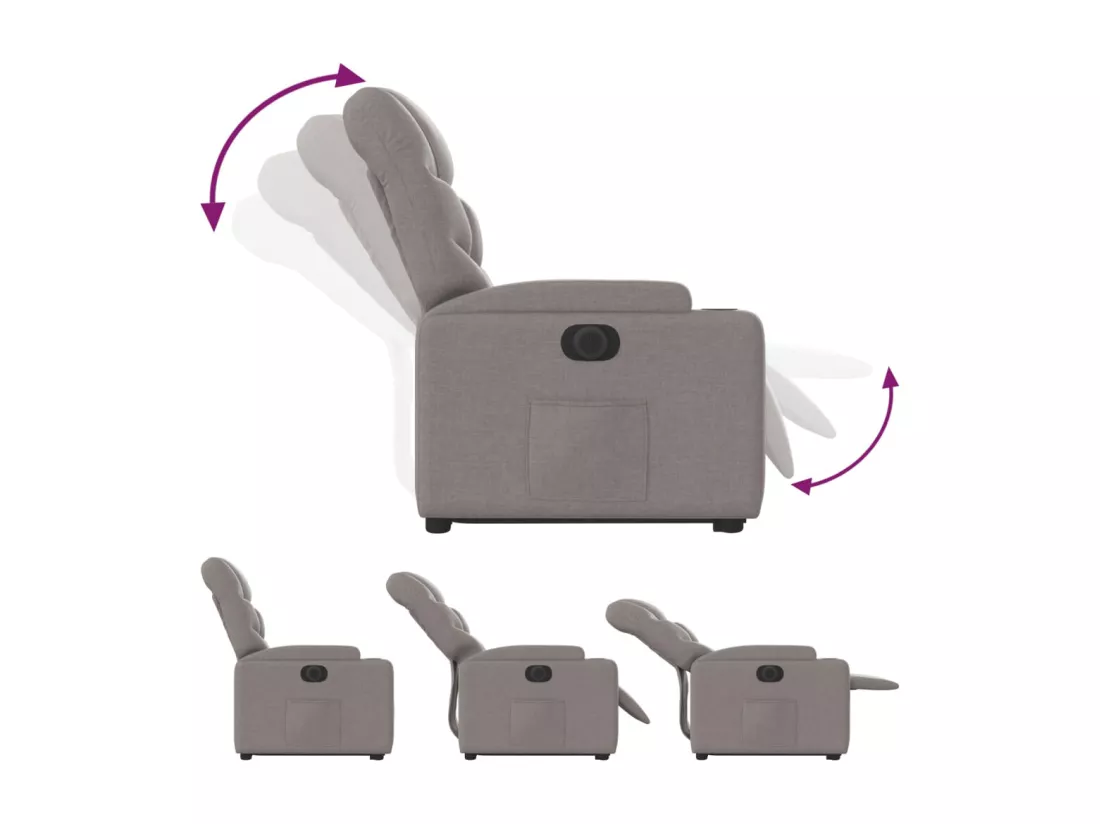 Fauteuil inclinable électrique taupe tissu
