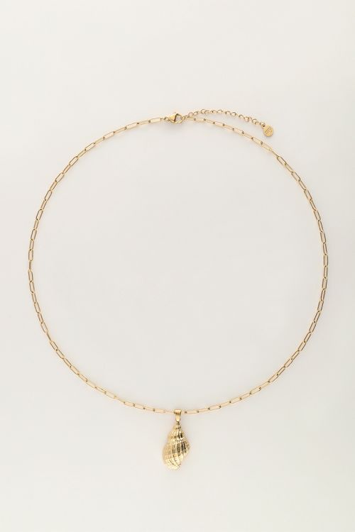 Ocean schakelketting met wokkelschelp en parel