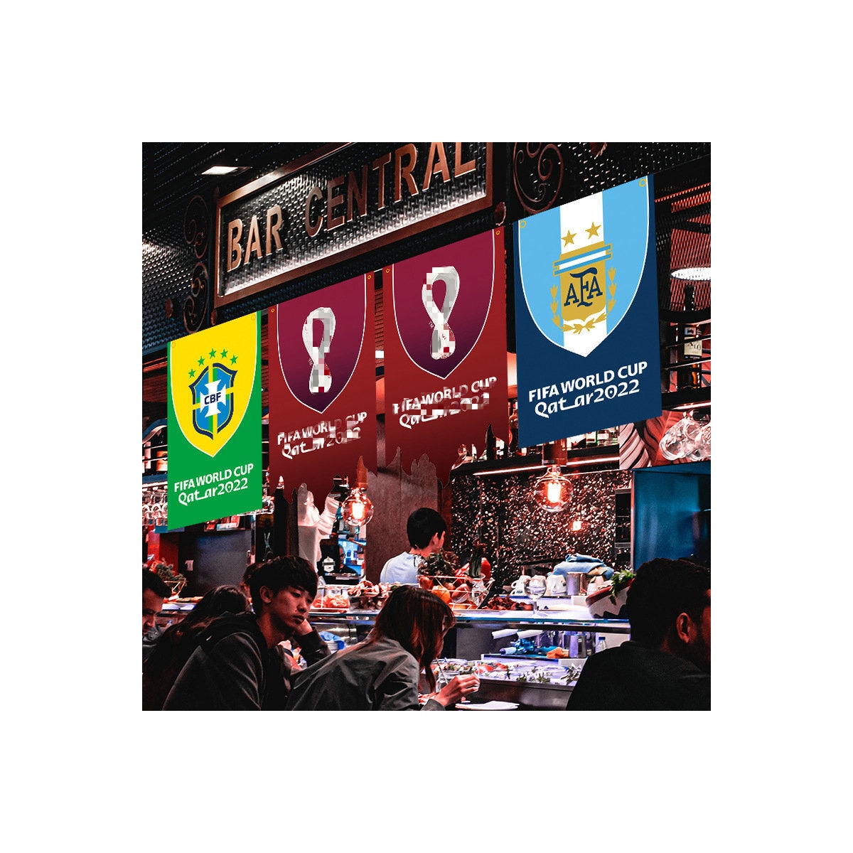 2022 Qatar World Soccer Cup-flagg Flerfarget